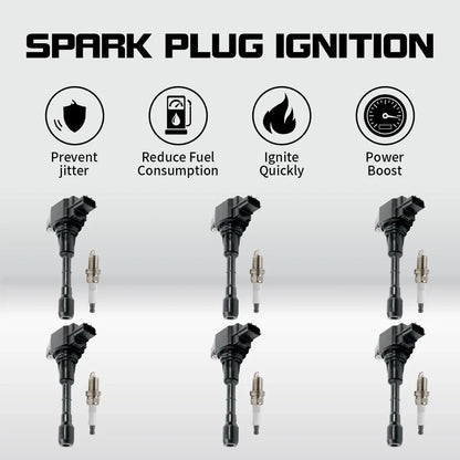 6X Ignition Coil & Iridium Spark Plug UF550 for Nissan Maxima Pathfinder (2004–2015)