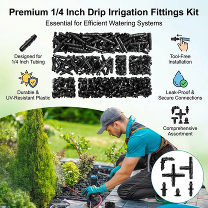 280-Piece Drip Irrigation Fittings Kit for Barbed 1/4 Inch