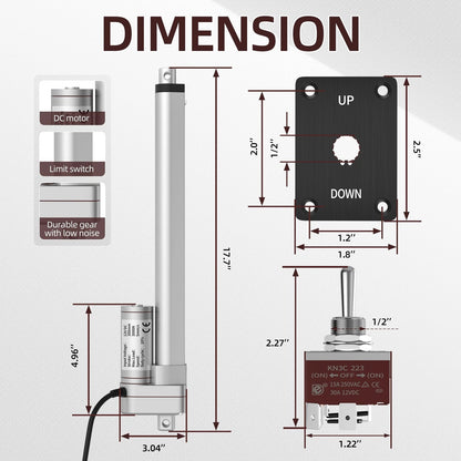 12V Linear Actuator for Heavy Duty Applications (12 Inch Stroke, 3000N)