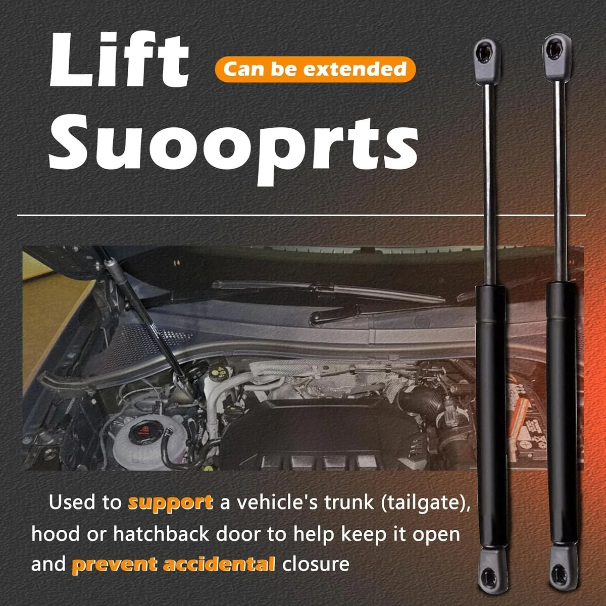 2X Rear Tailgate Lift Supports Gas Struts for Land Rover Range Rover (2003–2012)
