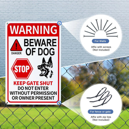 Beware of Dog Sign for Home (11.81x7.87 inch, Reflective Tin)