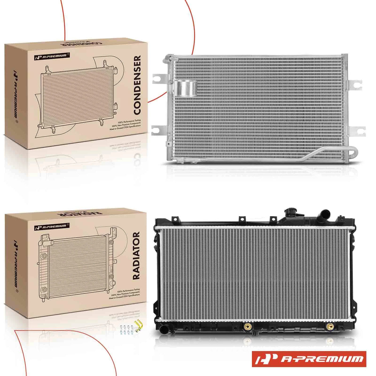 2X Radiator & AC Condenser Cooling Kit for Mazda Miata (1990–1997) B61P15200, B61P152000, B61P15200B