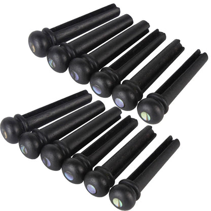 12Pcs Ebony Guitar Bridge Pins for Acoustic Guitar with Abalone Dot