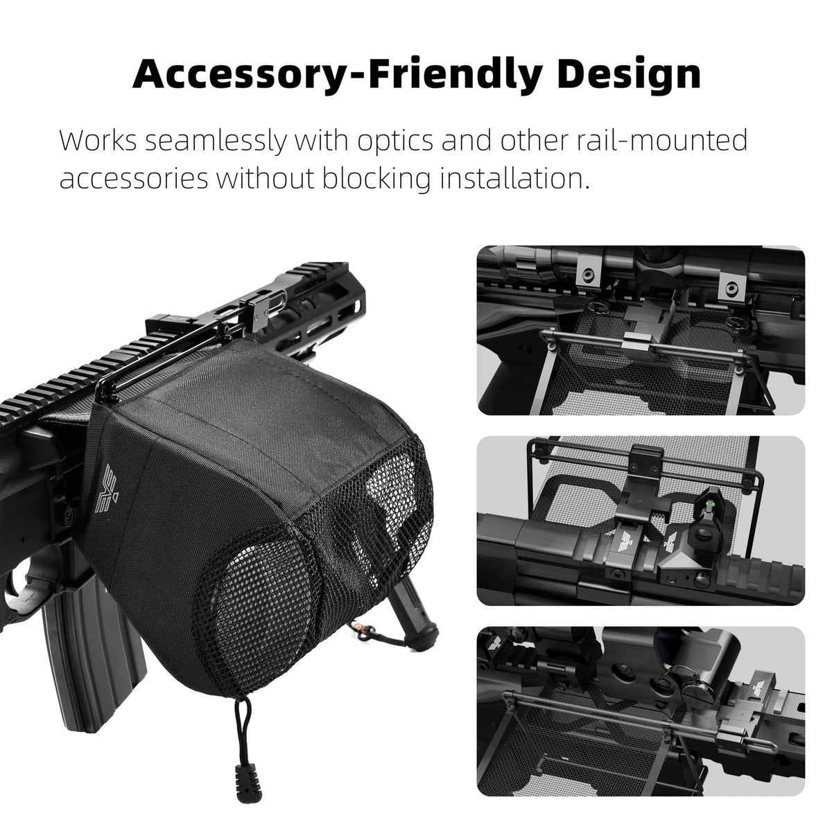 Spring-Loaded Brass Catcher for Picatinny Rail - X-Large, Black