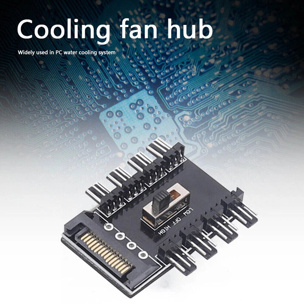 3X Splitter Cooling Fan Hub 1 to 8 3Pin 12V Power Socket PCB Adapter