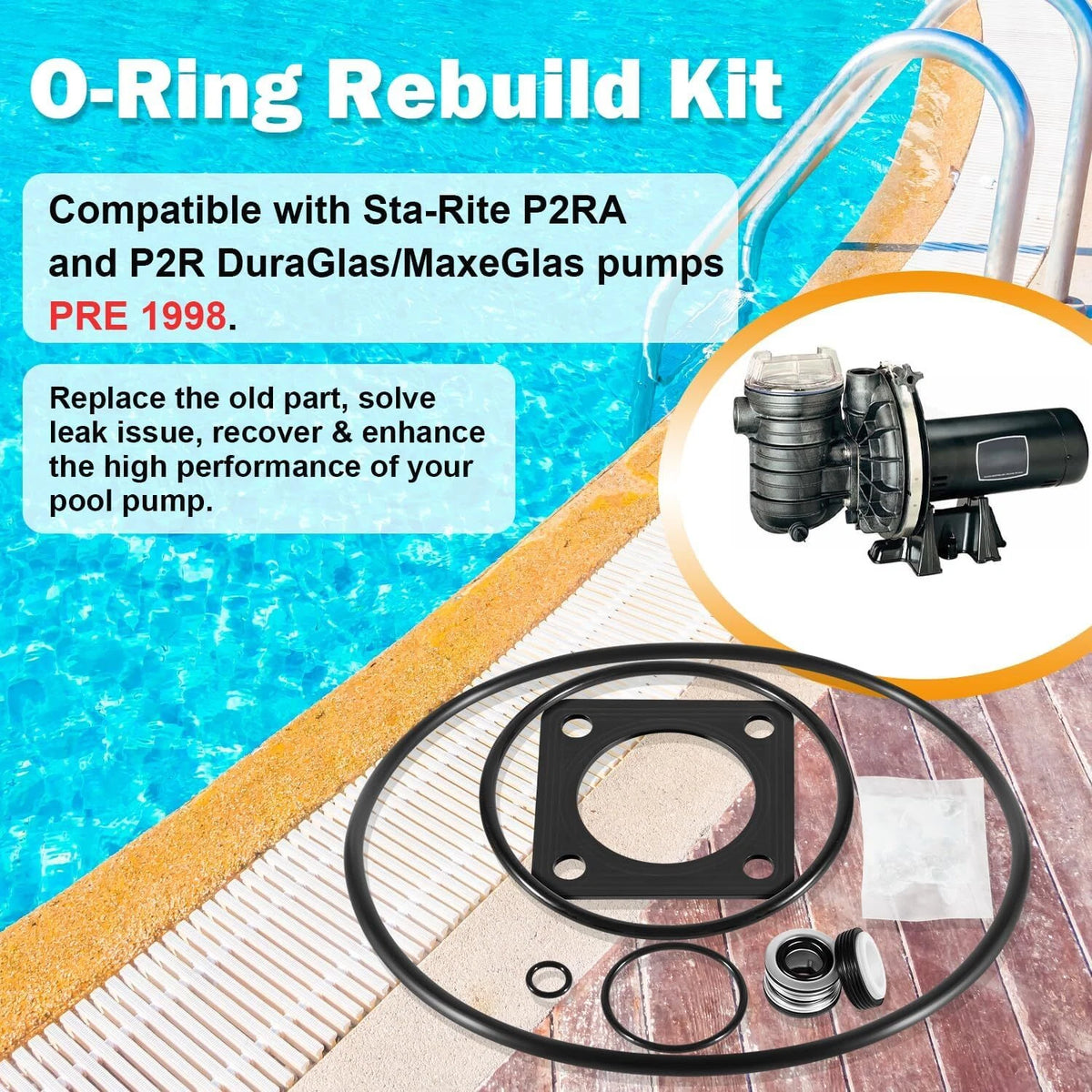6PCS O-Ring Kit for Sta-Rite P2RA & P2R Pool Pump (PRE 1998)