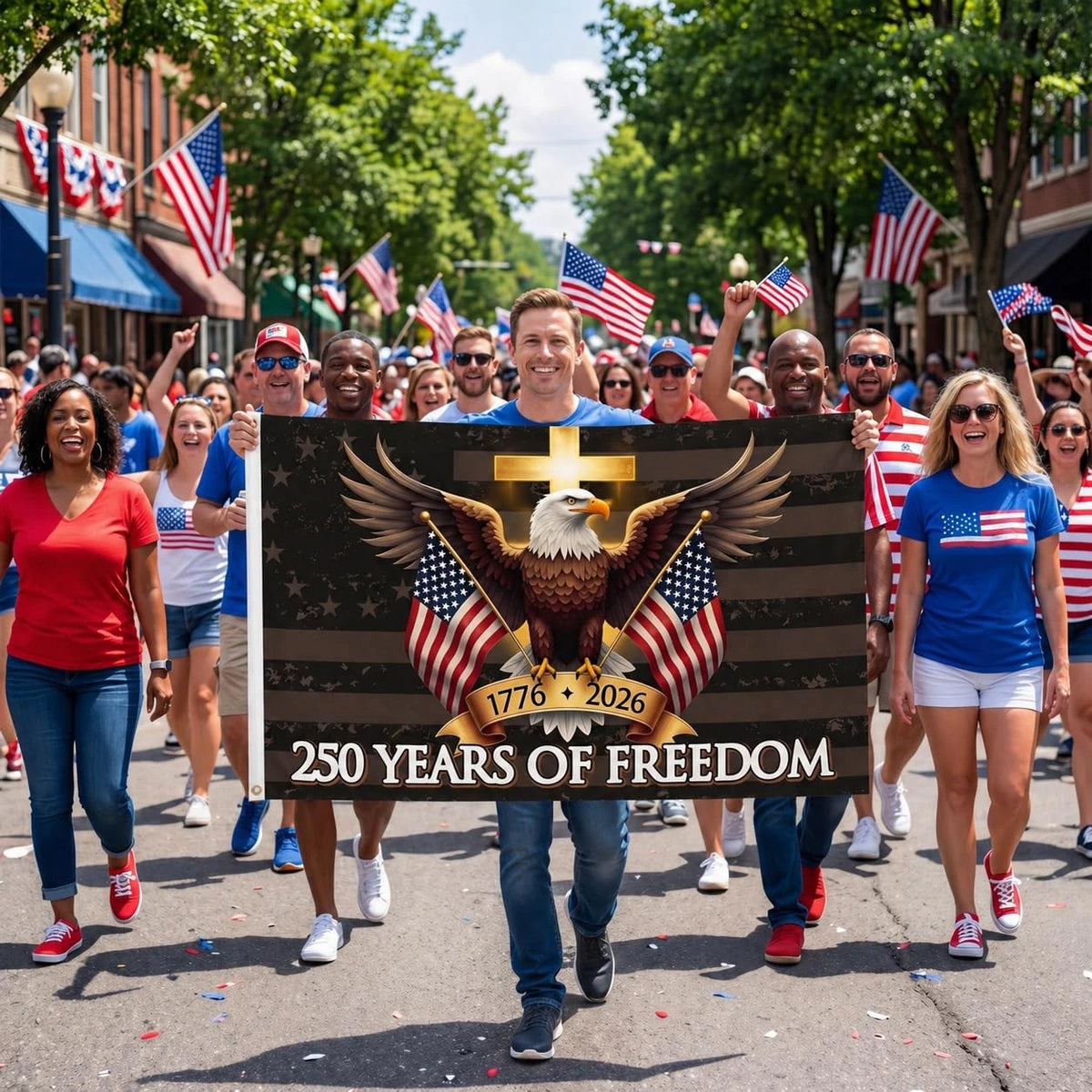 3x5 Ft Double Sided USA Flag - 250 Years of Freedom