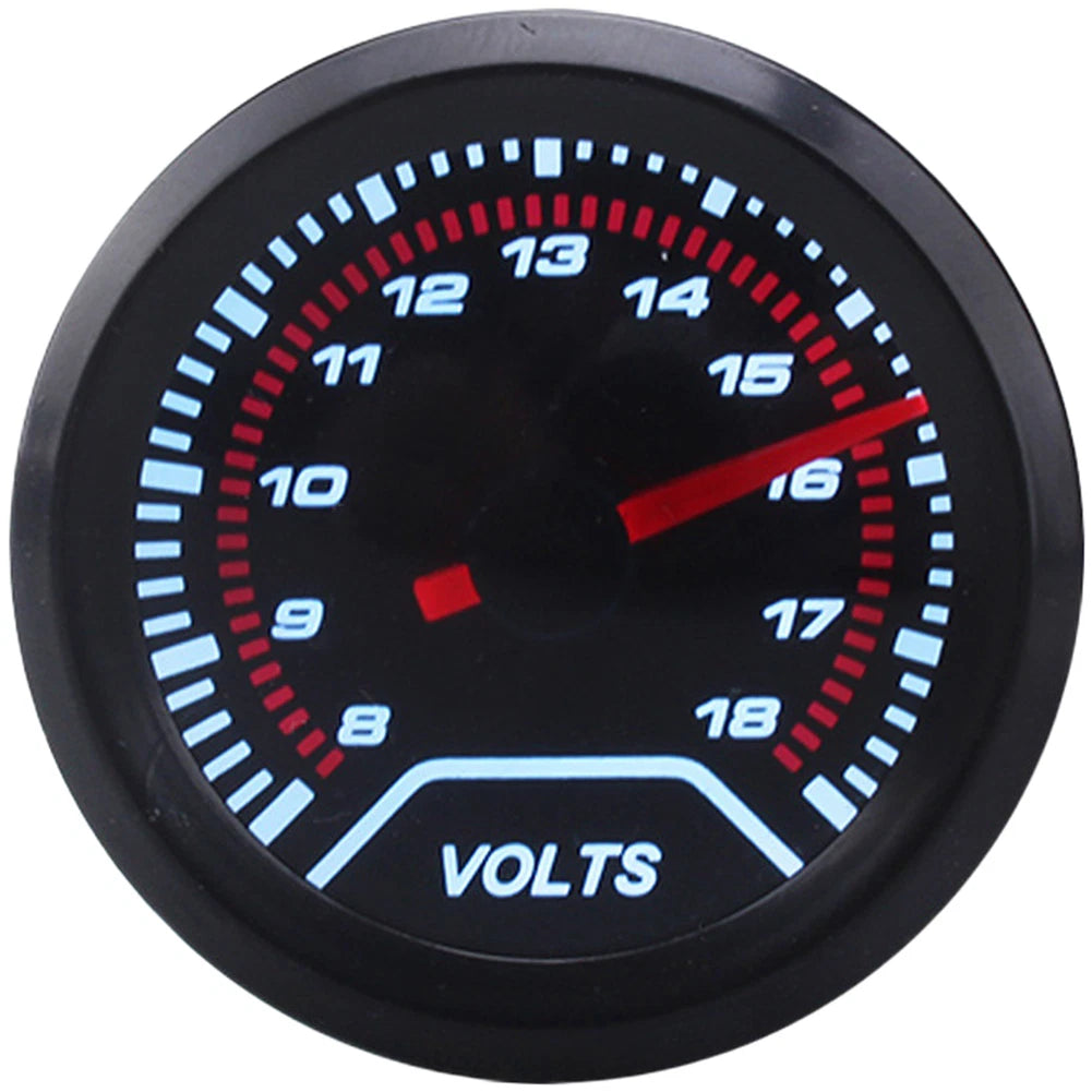 52mm Black Face Voltage Meter Gauge for Cars Trucks (12V)