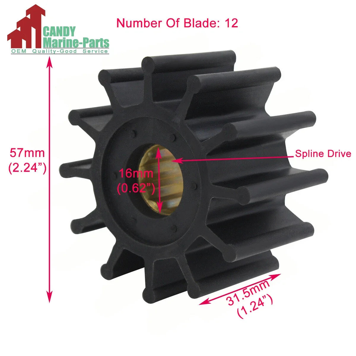 Water Pump Impeller for Johnson Pump (09-1027B-9)