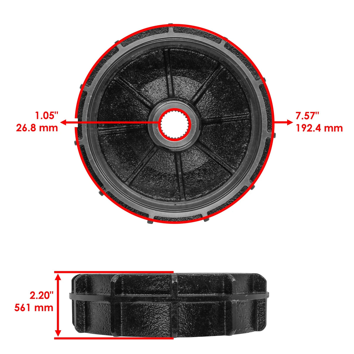Rear Brake Drum for Honda Rancher 420 TRX420 4x4 (2014–2024) DR105AA1002