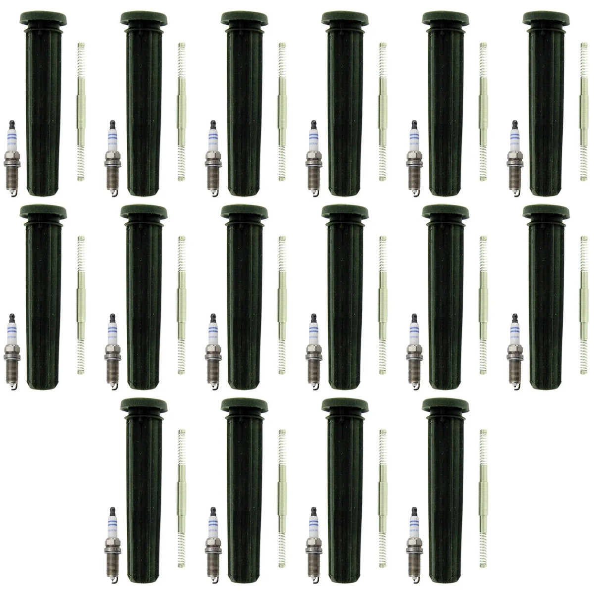 Set of 16 Bosch Iridium Spark Plugs & NGK Coil Boots for Charger 6.2L V8