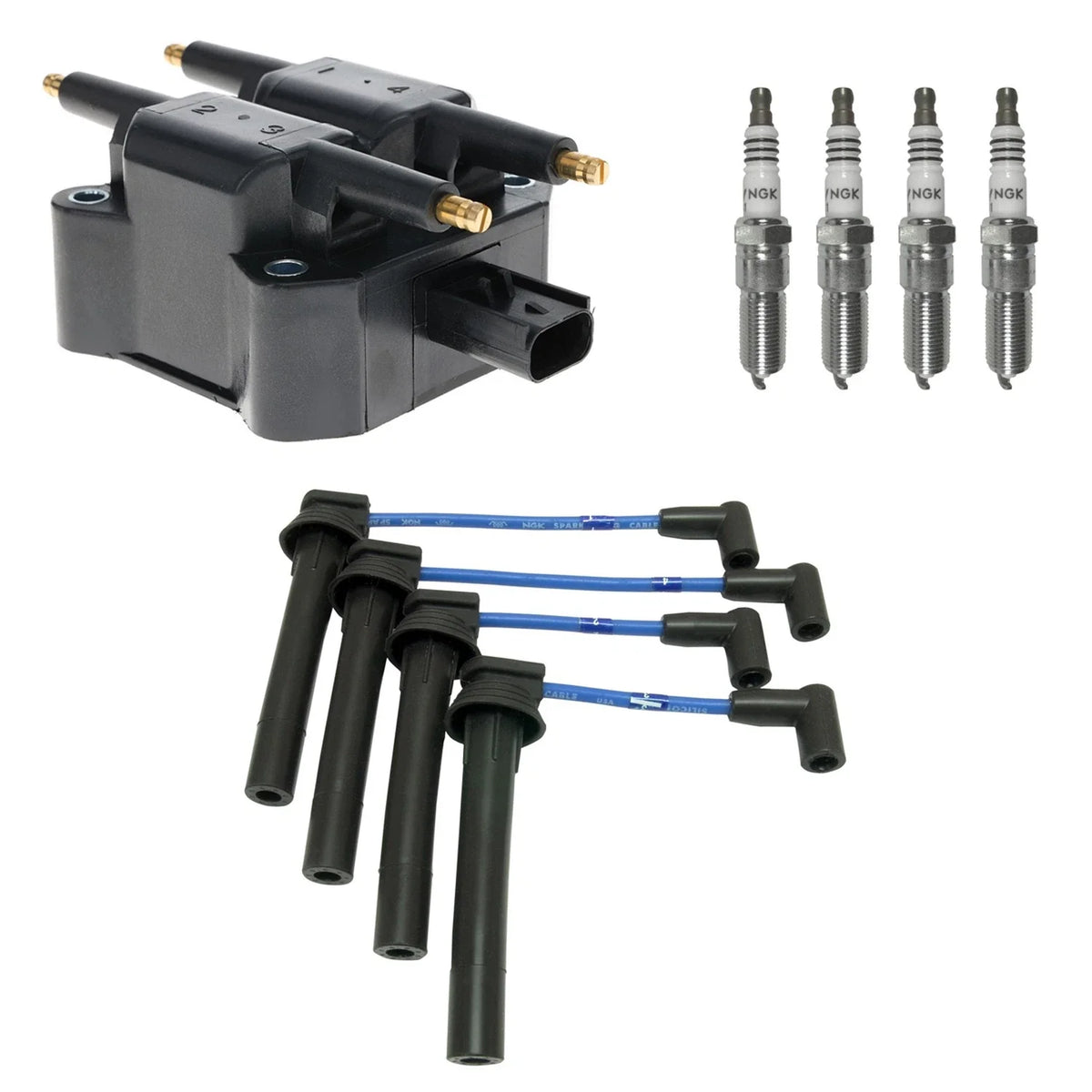 Set of 4 Hitachi Ignition Coils & NGK Iridium Spark Plugs for Caravan (L4)