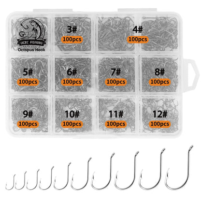 Set of 1000 UCEC Octopus Hooks for Saltwater Freshwater Fishing