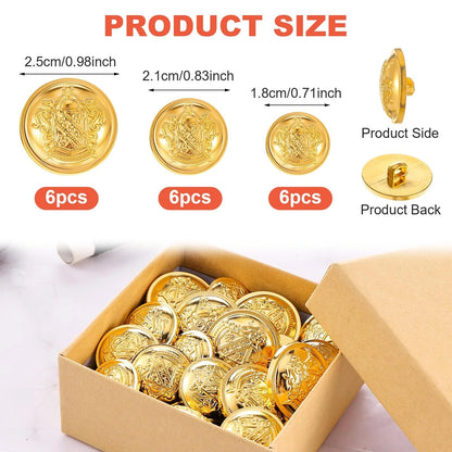 18pcs Gold Buttons for Blazer (Vintage Medium)