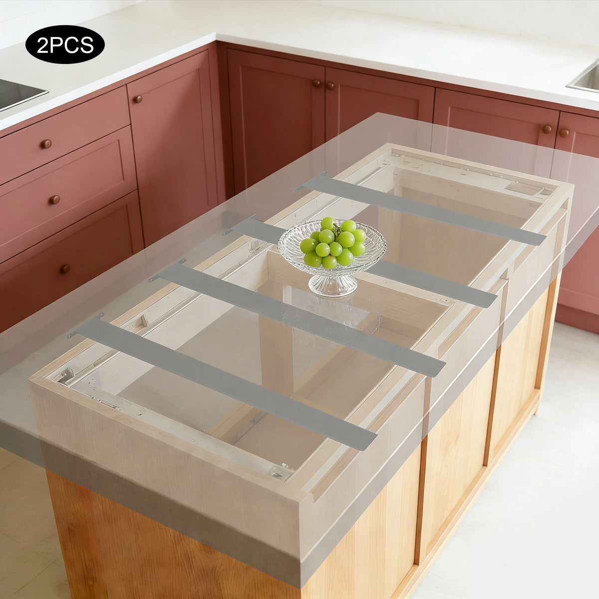 Set of 2 Countertop Support Brackets for Kitchen Island (32in)