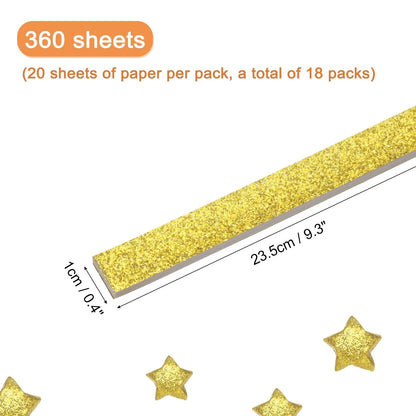 360 Sheets Origami Paper Glitter Stars 0.4 x 9.3 Inch, Gold