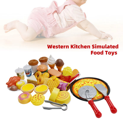 56Pcs Simulated Food Toy Set for Kids - Burger, Pizza (T007-019)
