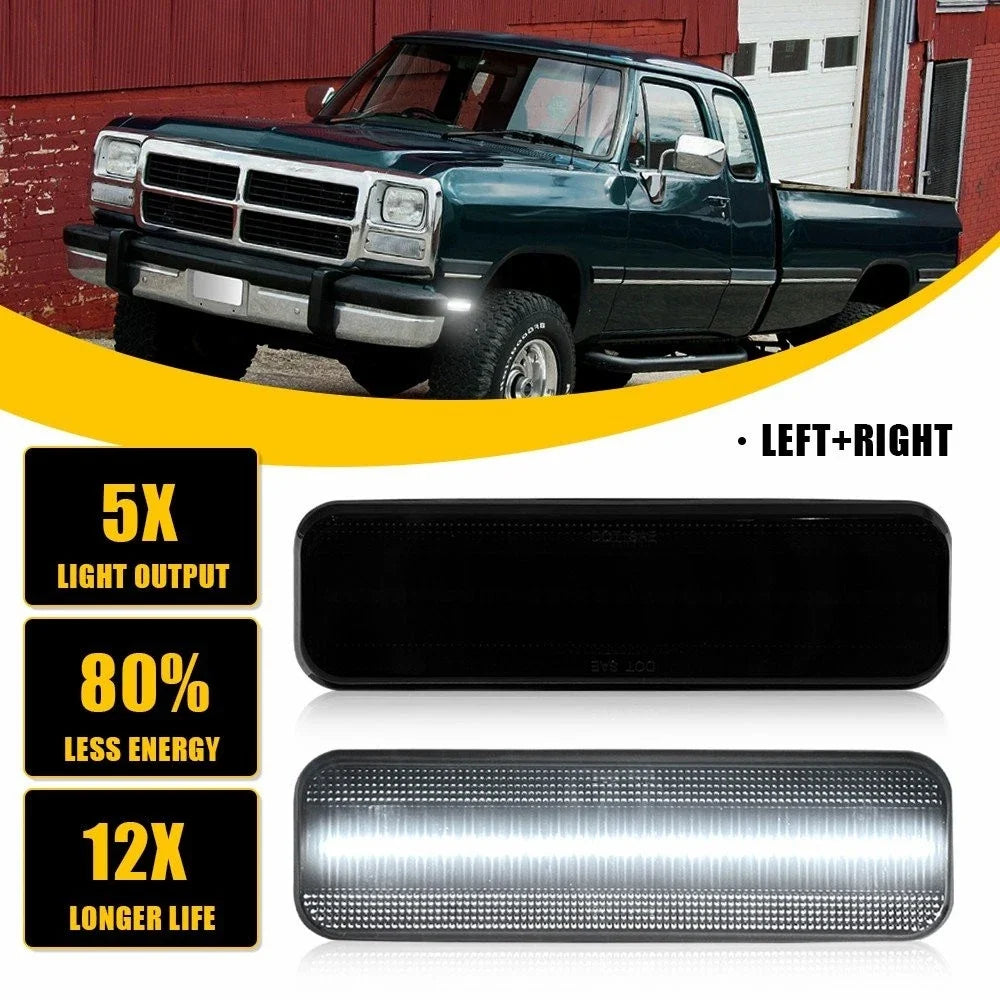 Smoked Front/Rear Side Marker Lights for Dodge D150 D250 Plymouth W350