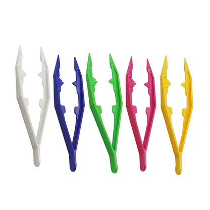Set of 4 Plastic Clip Tweezers for Crafts and Bead Collections