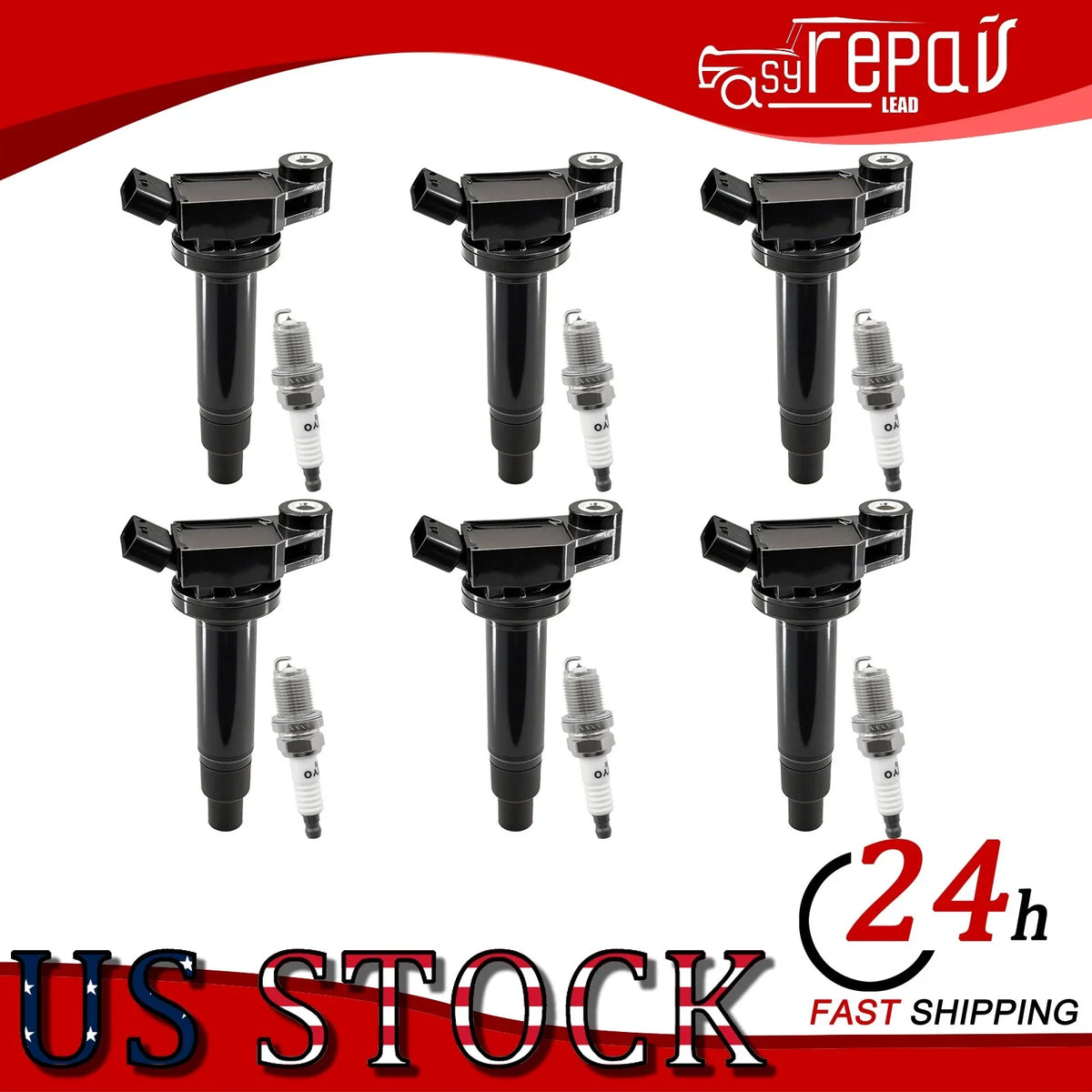 6pcs Ignition Coil & Spark Plug for Toyota Solara (1999–2008) UF267