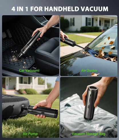 Portable Cordless Handheld Car Vacuum Cleaner 4-in-1 Mini Black
