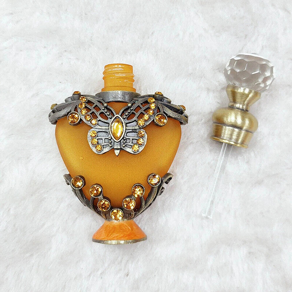 10ml Antique Perfume Glass Bottle - Refillable Crystal Metal Empty Gift