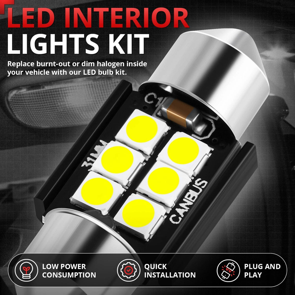 Set of 13 Interior Courtesy Dome Glove Box Light Bulbs for Toyota Sequoia (2001–2007)