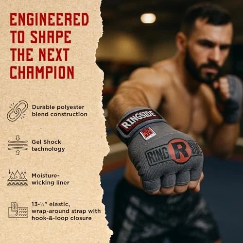 Ringside Gel Shock Quick Wraps for Large/Xlarge Hands (Impact-Absorbing)