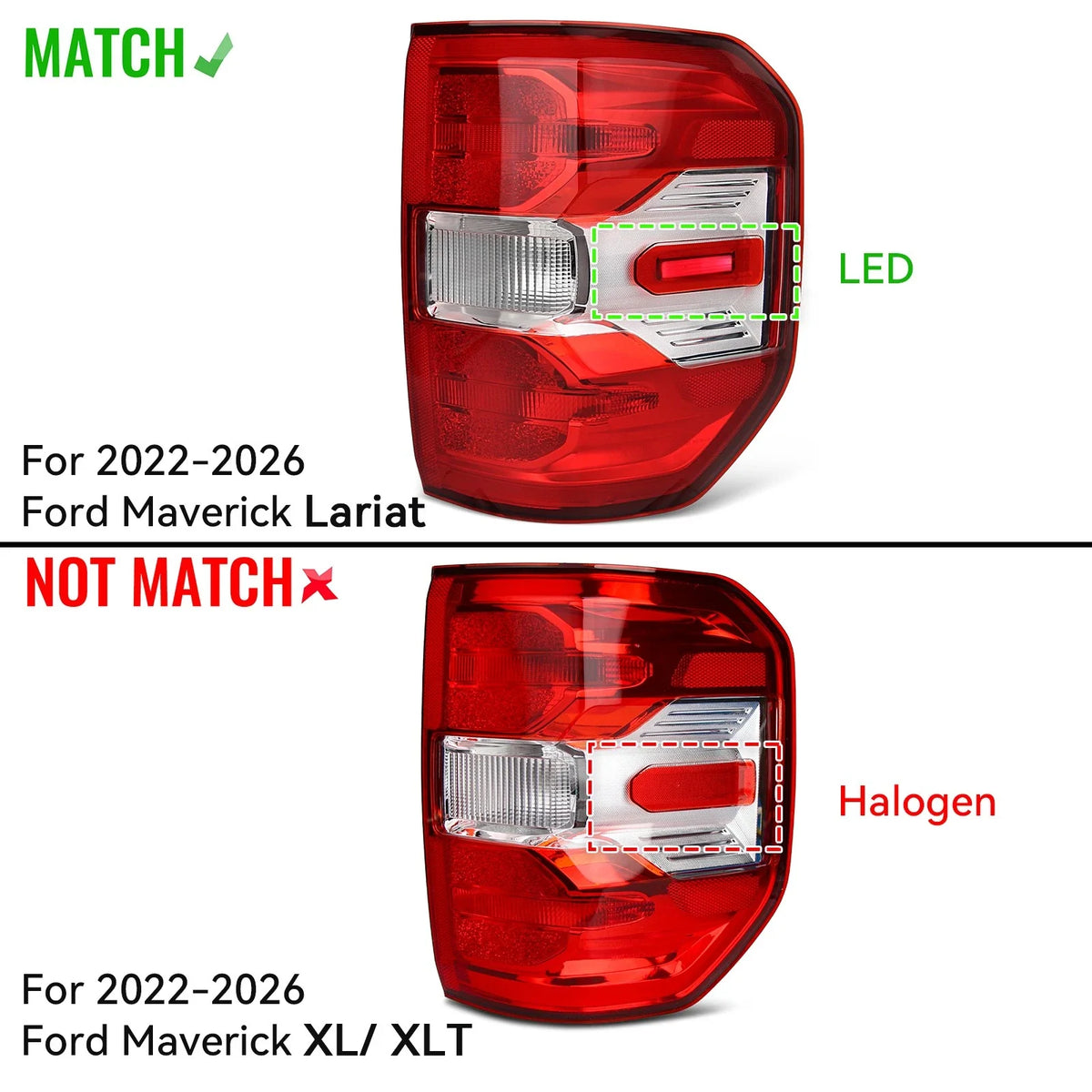 LED Tail Light for Ford Maverick Lariat (2022–2026) Right Passenger Side