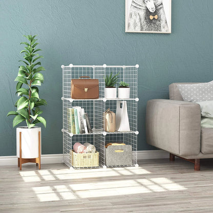 6-Cube Wire Storage Organizer for Modular Shelving Units