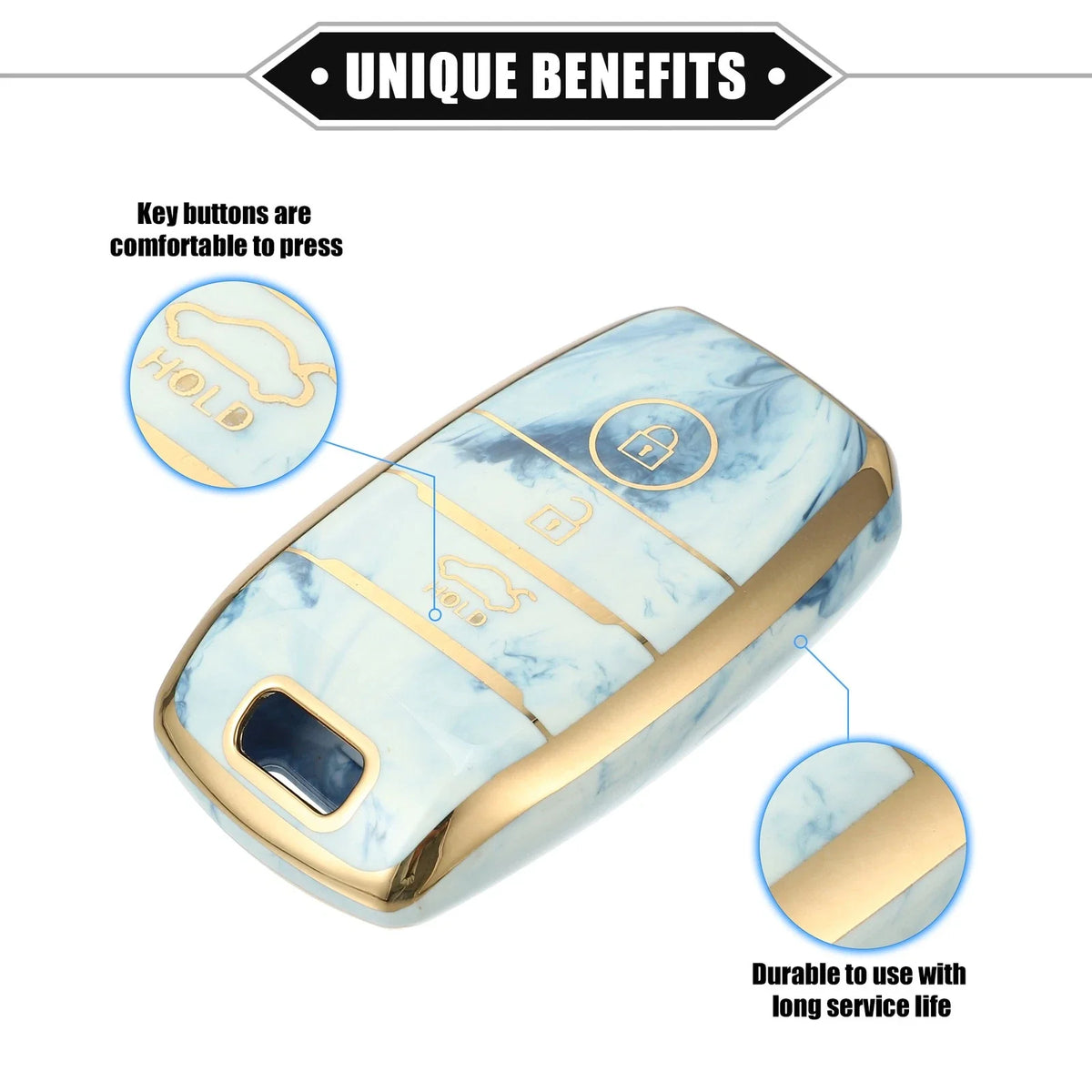 3X Remote Key Fob Cover Shell for Kia Optima Rio Sportage (TPU, Blue)