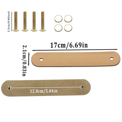 Set of 4 Flesh Tone Leather Handles for Furniture Doors 128mm Screw Spacing