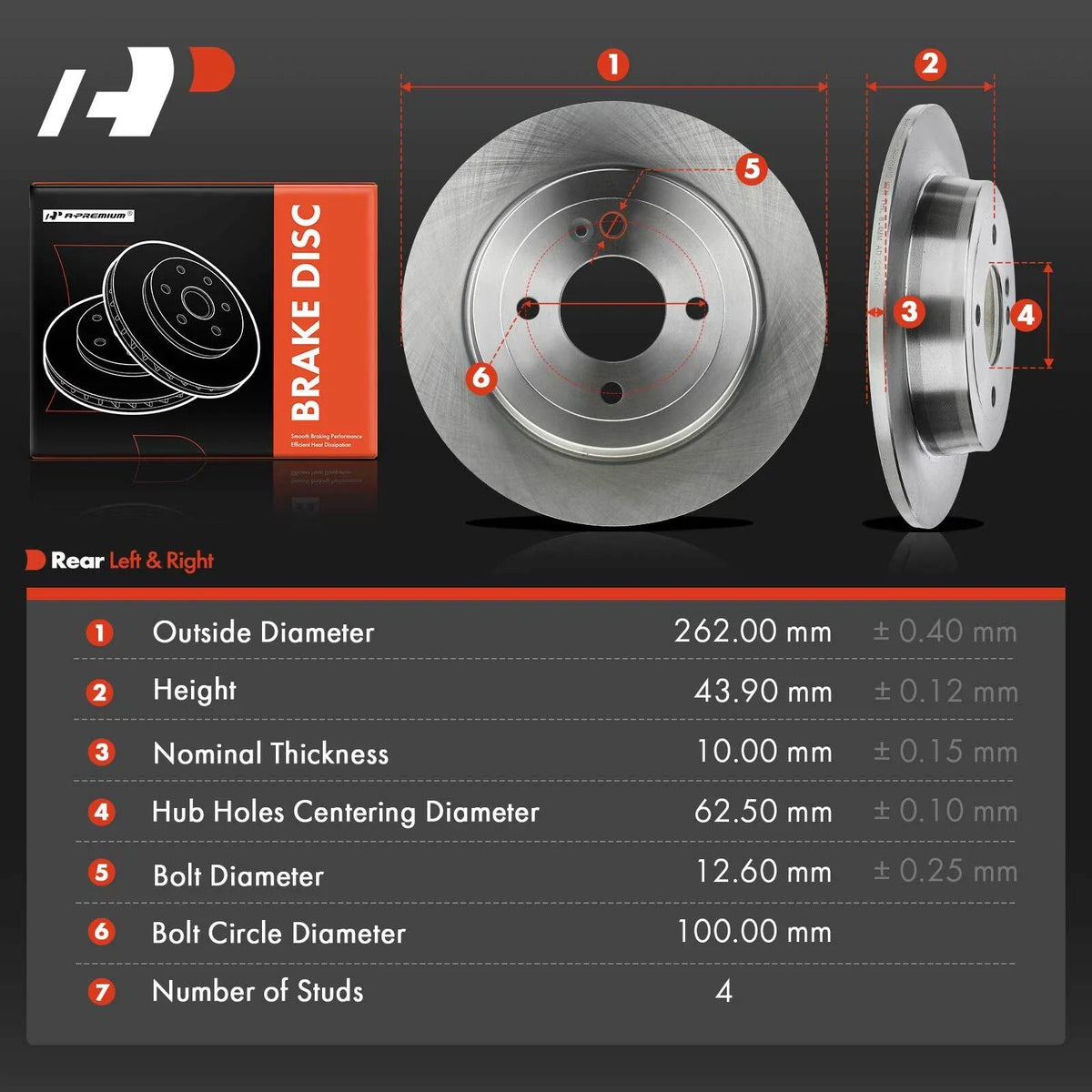 Disc Brake Rotors Rear for Dodge Attitude (2013–2014) Hyundai Accent (2012–2021)