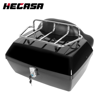 50L Universal Black Motorcycle Tail Box for Harley Honda (Universal Fit)