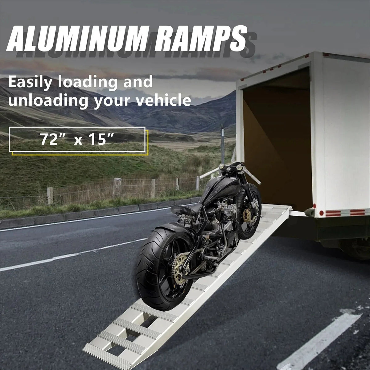 72" Aluminum Trailer Ramps for Truck Car Auto (6500 lbs Capacity)
