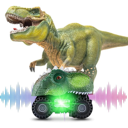 2X Battery Powered Dinosaur Car Toys with LED Light for Boys Girls