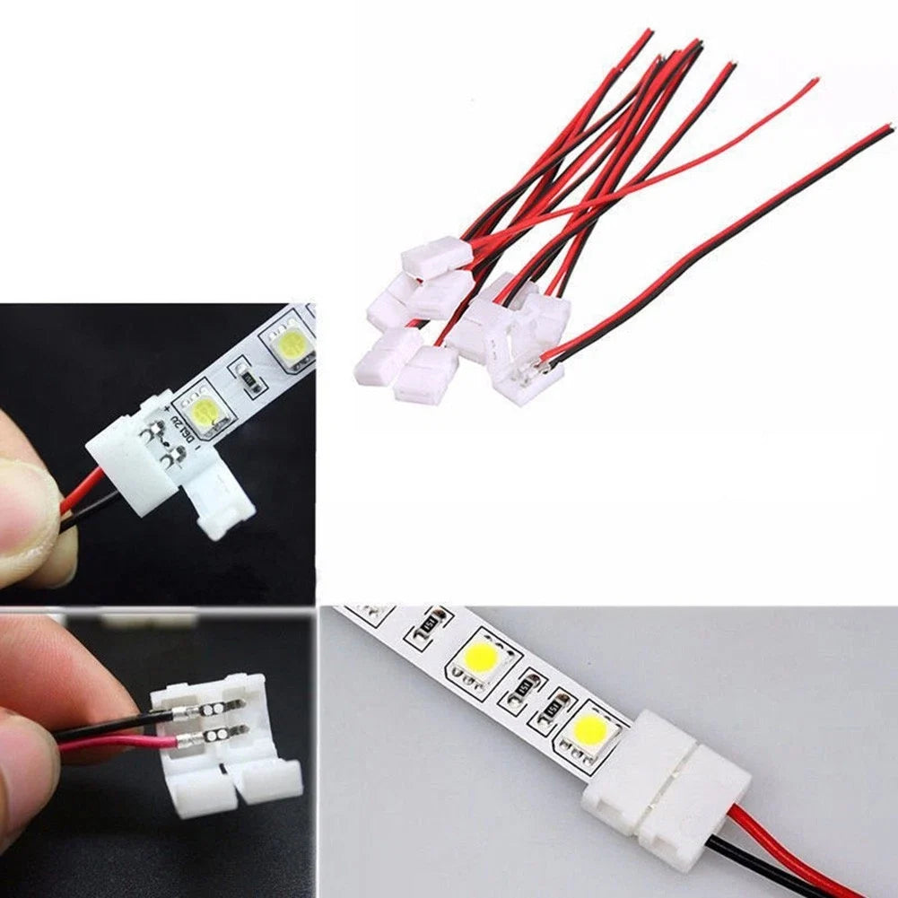 10PCS 2 Pin LED Strip Connectors for 3528 5050 Flexible Tape Light