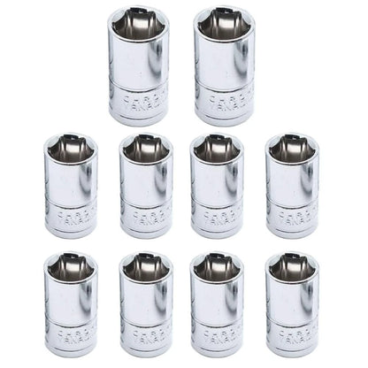 10mm Socket Set of 10 for 1/4 Inch Drive (6 Point, Chrome Vanadium Steel)