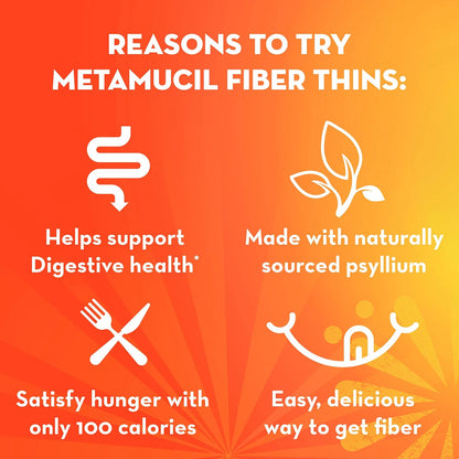 Pack of 4 Metamucil Fiber Thins Daily Psyllium Husk 9.3 Ounce