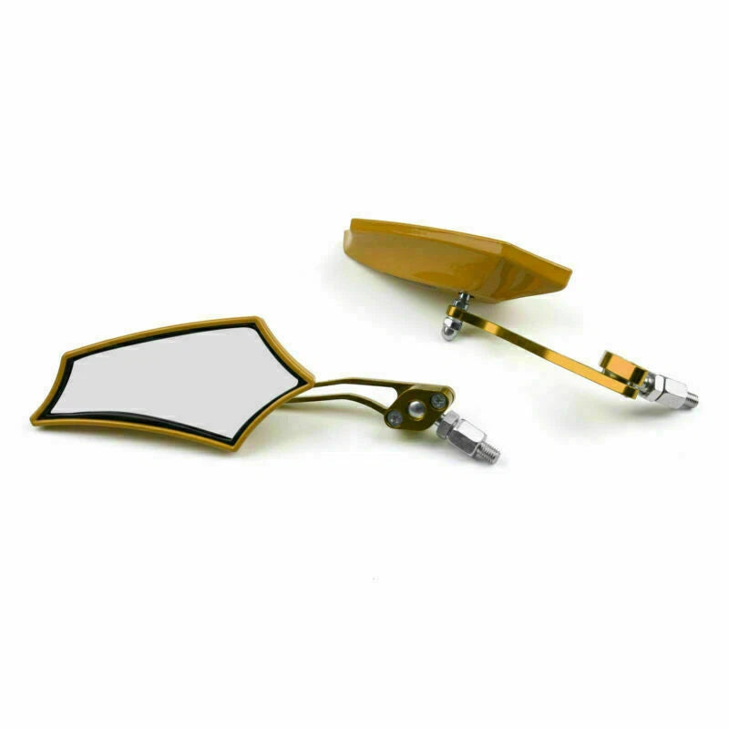 Set of 2 Rear View Mirrors for Motorcycle Chopper Cruiser (M529-A041-Gold)