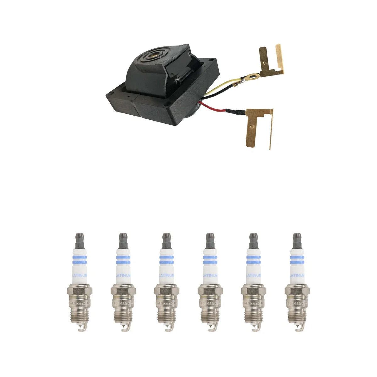 Hitachi Ignition Coil & Bosch 6 Platinum Spark Plugs Kit for Caballero Monza (1978–1982)