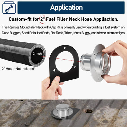 2" Fuel Filler Neck with Gas Cap for Universal Applications