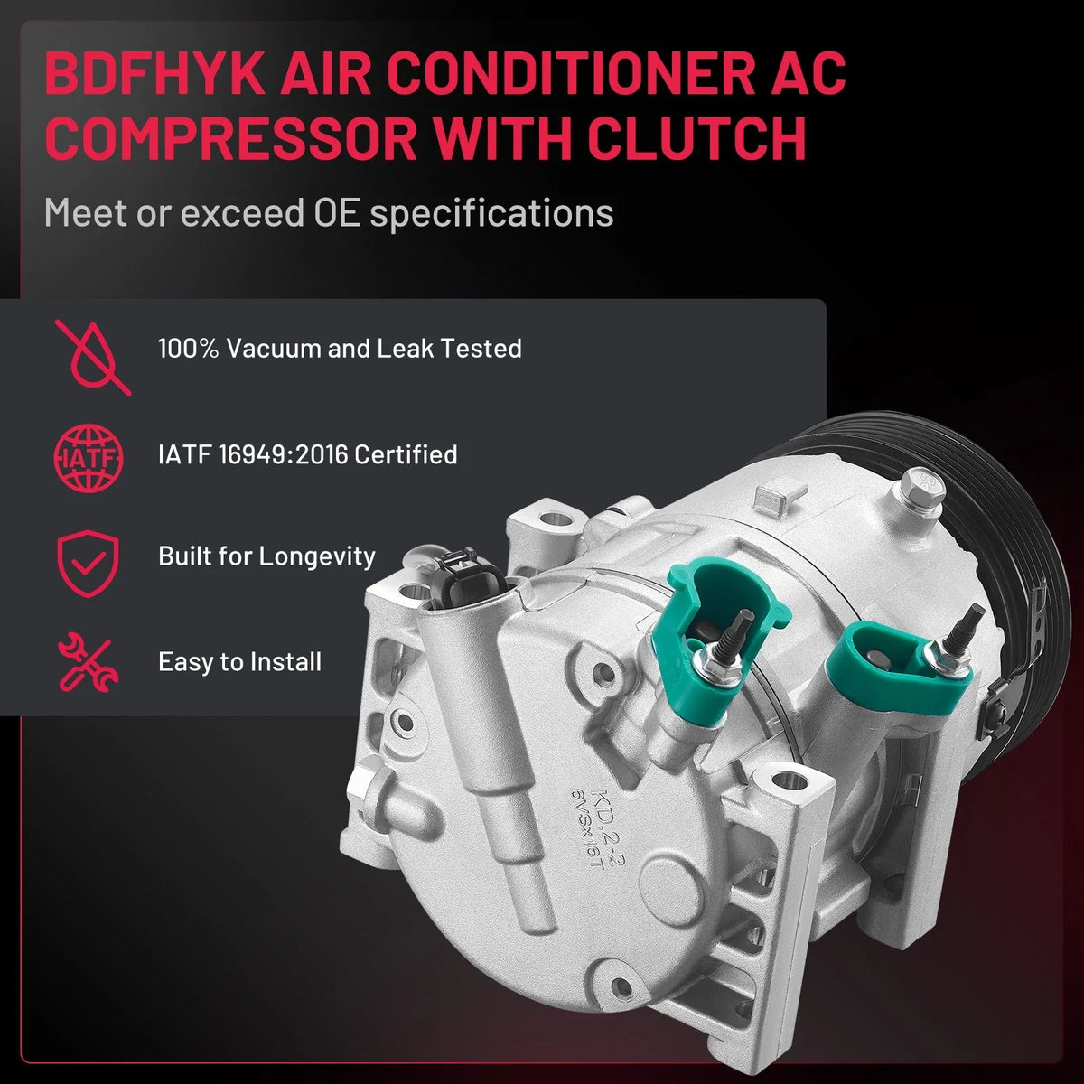 A/C Compressor with Clutch for Hyundai Sonata (2011–2014) 977013R000