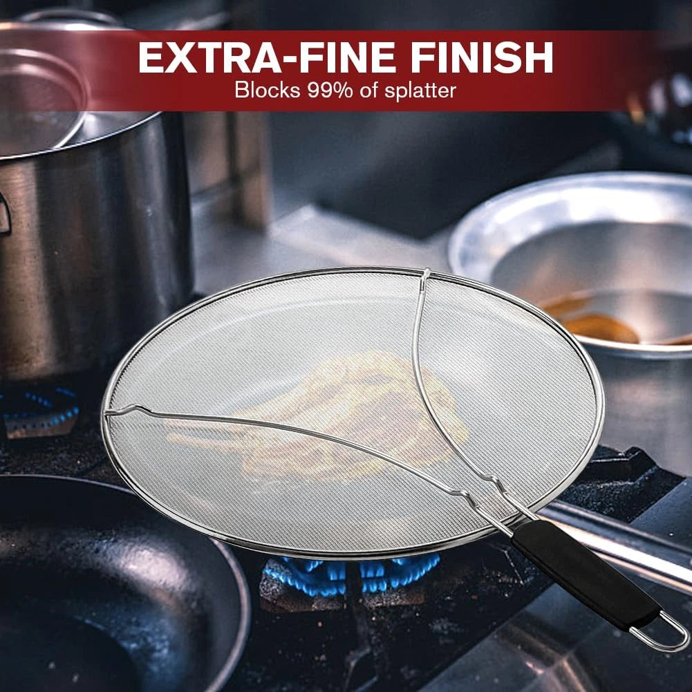 13 Inch Splatter Screen for Frying Pan & Food Strainer