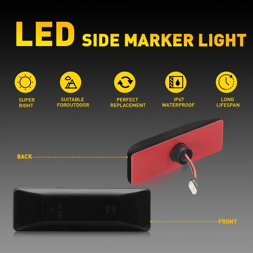 Set of 4 LED Side Marker Lights for Dodge Ram 1500 2500 3500 (1994–2002)
