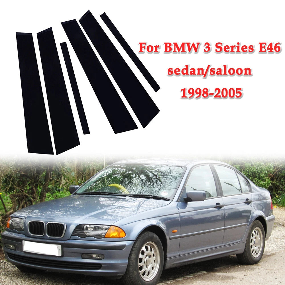 Door Window Pillar Posts Trim Cover Decal for BMW E46 4-Door Sedan (1999–2005)