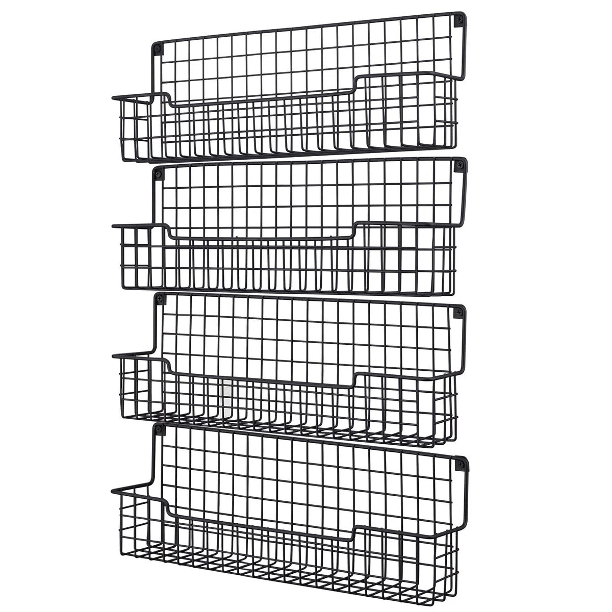 Set of 4 Wall Mount Spice Racks, 14.57 x 3.54 x 4.72 inches, Black