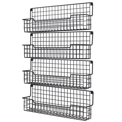 Set of 4 Wall Mount Spice Racks, 14.57 x 3.54 x 4.72 inches, Black