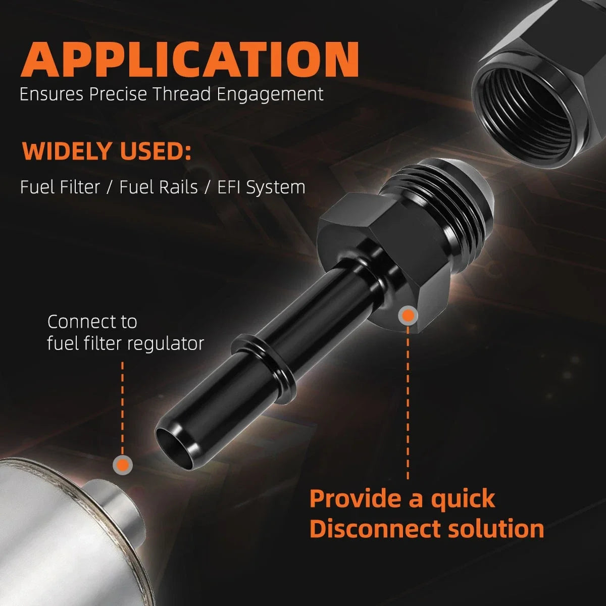 8AN Male to 3/8" Quick Disconnect EFI Fuel Line Adapter Fitting 1500PSI
