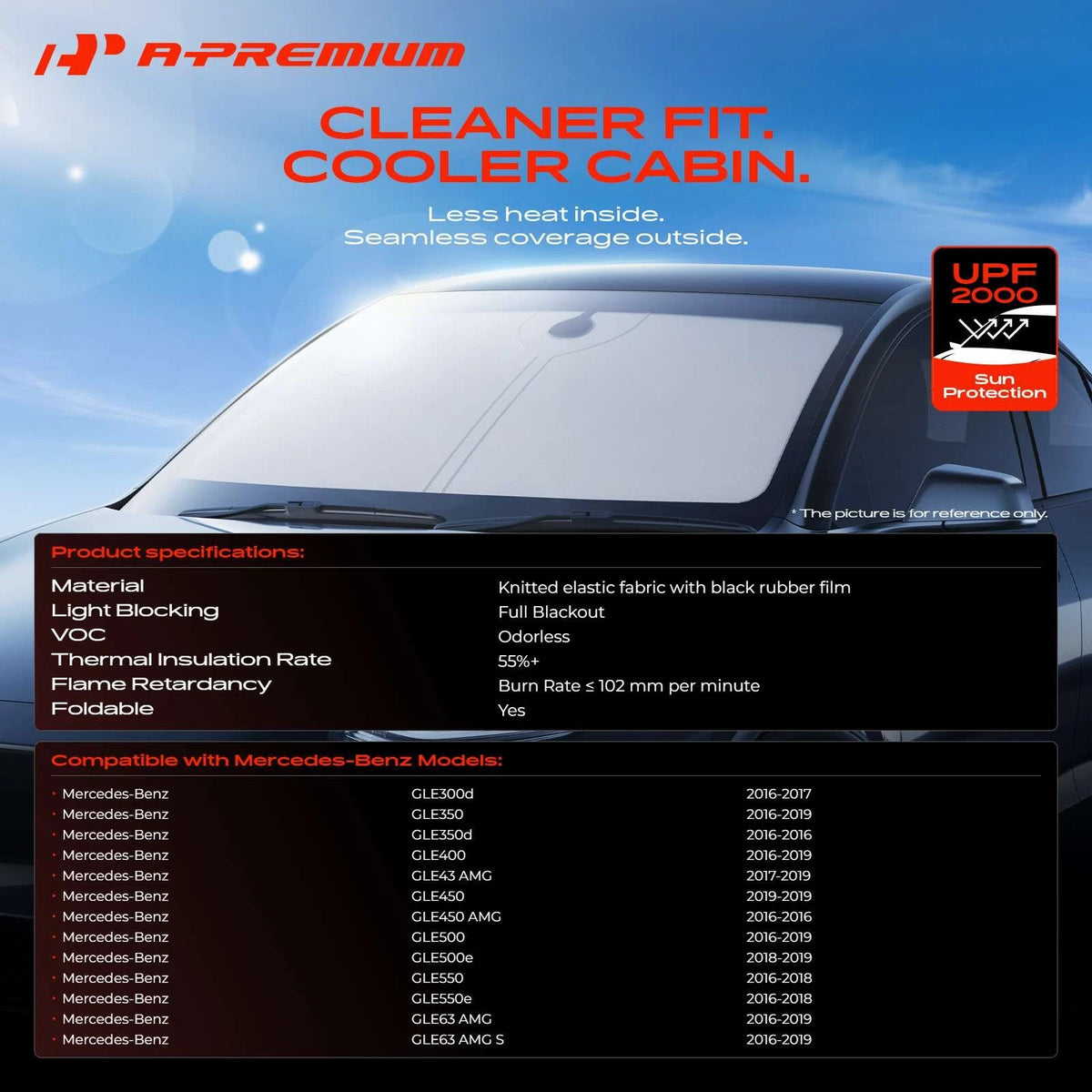 Sun Shade for Mercedes-Benz GLE300d, GLE350, GLE350d, GLE400, GLE43 AMG (2016–2023)